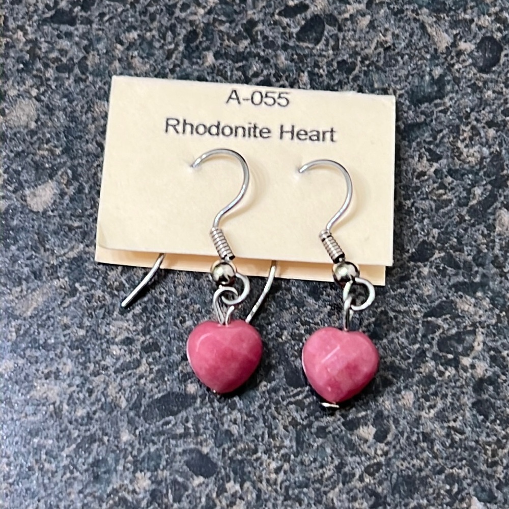 Pink and silver heart earrings